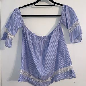 Off the Shoulder Baby Blue Top!